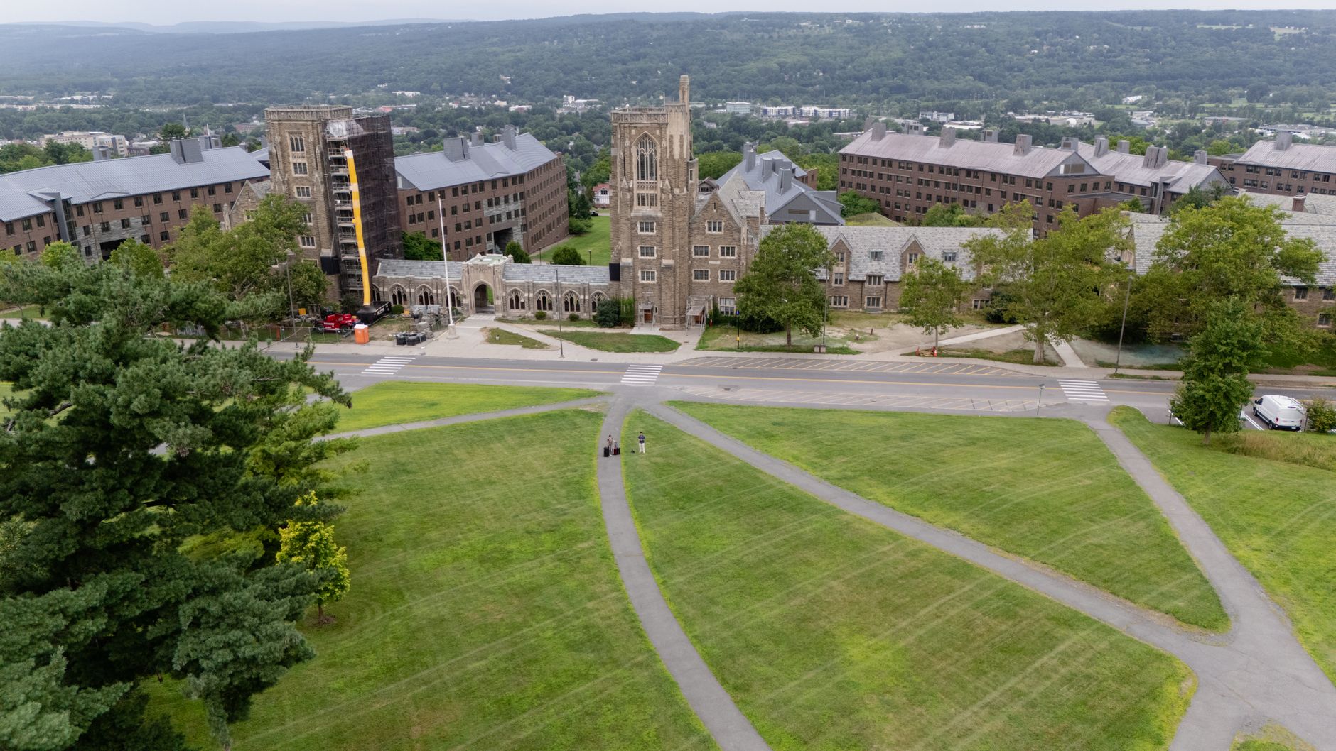 aerial view of ivy league university campus